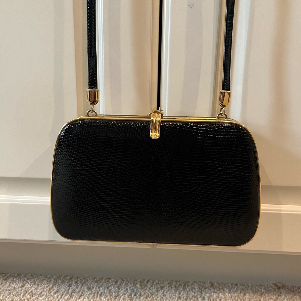Diana Vicenza Black Leather/snakeskin Vintage Purse
